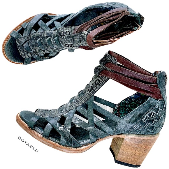 Freebird by Steven Shoes - FREEBIRD BY STEVEN Freebird Penny Blue Brown Strappy Gladiator Sandals Size 8